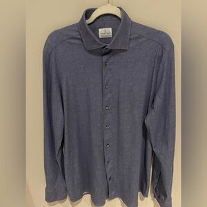 Emanuel Berg Men's Premium Modern Fit Jersey Knit light Blue  Dress Shirt